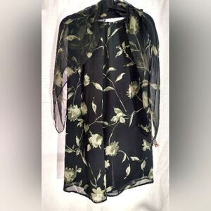 Mondi Floral Skirt & Square Scarf Rolled Hem Sheer Lined